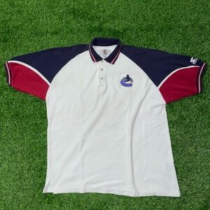 Vintage nhl starter Vancouver Canucks polo collared t shirt size XXL